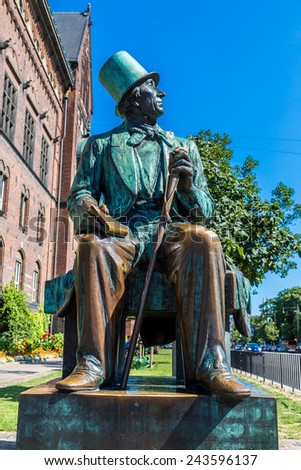 Monument of Hans Christian Andersen in Copenhagen, Denmark.