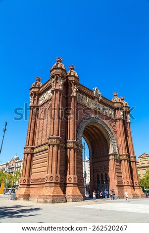 Triumph Arch of Barcelona in a summer day in Barcelona, Spain