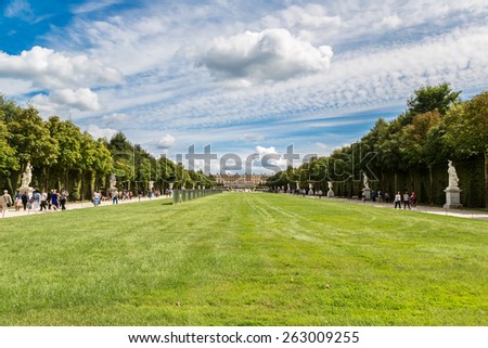 VERSAILLES, FRANCE - August 7, 2014: The Gardens of Versailles in a beautiful summer day in Paris, France on August 7, 2014, France.