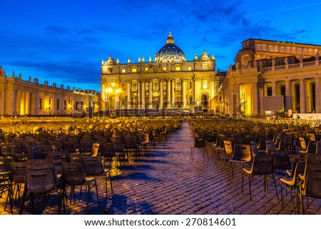 Basilica of Saint Peter in Vatican at summer night