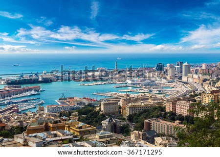 Panoramic view port of Genoa in a summer day, Italy ストックフォト © 
