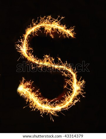 Letter S Made Of Sparklers Isolated On Black Stock Photo 43314379 ...