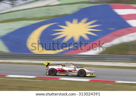 Sepang, Malaysia  September 4, 2015 : Ferrari Car No 1 exits turn 2 at Asian Festival of Speed Race, Sepang, Malaysia