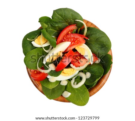 Similar – Image, Stock Photo Spinach salad with eggs avocados tomatoes and mozzarella cheese