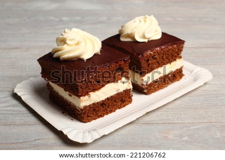 Cream Pie. Chocolate Sponge Cake filled with whipped cream.