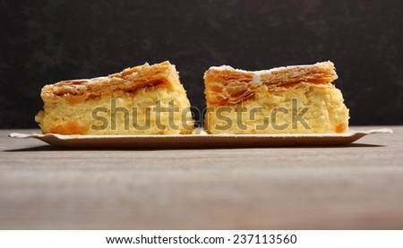 Cream Pie. Two layers of puff pastry filled with whipped cream.