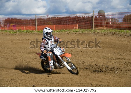 MOSCOW-SEPTEMBER 8: Igor Smirnov (RRG-MOTO) in the Stage III Cup XSR-MOTO.RU Cross Country in Moscow, Sheremetyevo, motostadion \