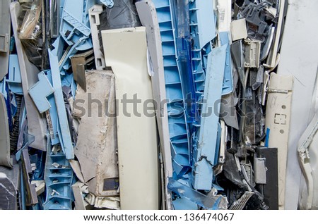 dismantled pastic computer parts for electronic recycling