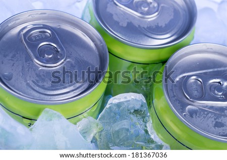 green Soda can in crushed ice