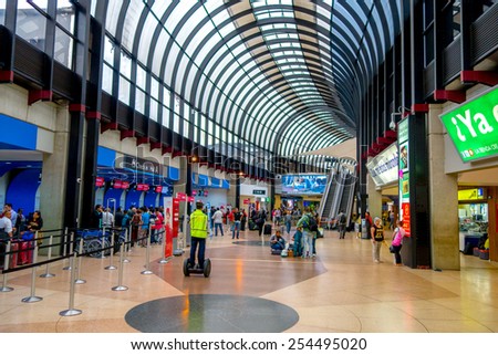 MEDELLIN, COLOMBIA - FEBRUARY 2, 2015: Travelers at the Jose Maria Cordova International Airport of Medellin, the second most important one in Colombia
