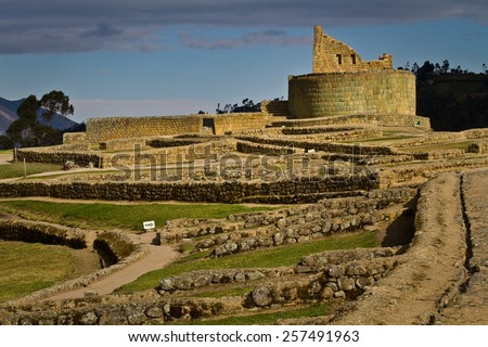 Temple of the Sun in Ingapirca the most important inca archaelogical ruins in Ecuador