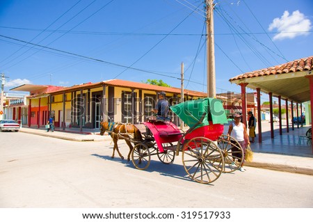 CIEGO DE AVILA, CUBA - SEPTEMBER 5, 2015: Local transportation product of the embargo and lack of cars in Downtown of Ciego de Avila. Located in the central part of Cuba