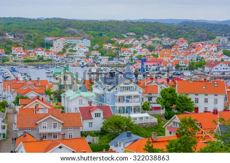 MARSTRAND, SWEDEN - JUNE 21, 2015: Beautiful view of the houses in Marstrand, picturesque and popular sailing island in west Sweden
