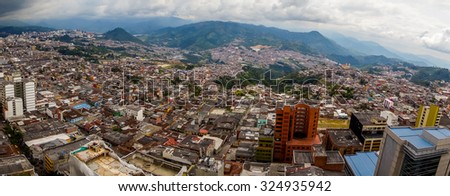 Beautiful high angle panorama view of Manizales city in Colombia coffee zone, South America