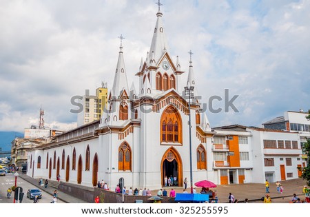 MANIZALES, COLOMBIA -  FEBRUARY 23, 2015: Beautiful church in Manizales, colombian coffee zone