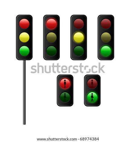 traffic lights for vehicles and pedestrians vector illustration