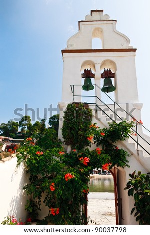 White Church bell tower in Greece (Corfu / Kerkyra)