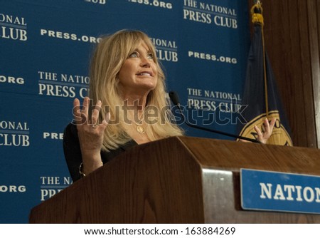 WASHINGTON, DC - NOVEMBER 5: Actress, comedian, and film director Goldie Hawn speaks at the National Press Club, November 5, 2013 in Washington, DC