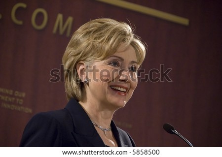 Hillary Clinton giving a speech on science and innovation