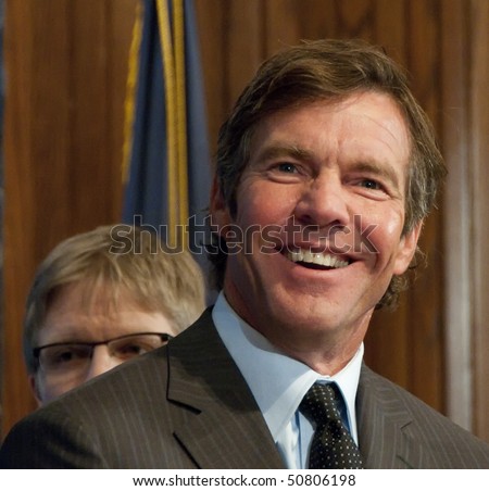 WASHINGTON,DC - April 12:  Famous movie actor Dennis Quaid speaks on preventing medical errors at the National Press Club, April 12, 2010 in Washington, DC