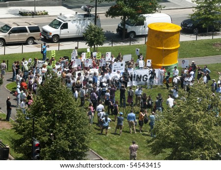 WASHINGTON, DC - June 4: Demonstrators protest BP oil spill, demand environmental justice, June 4, 2010 in Washington, DC