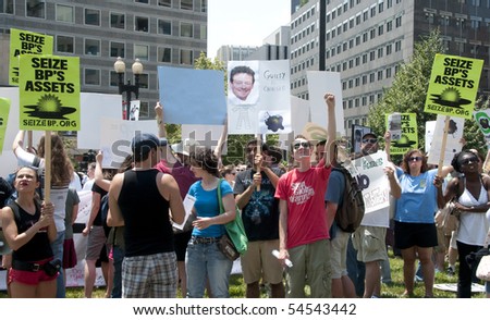 WASHINGTON, DC - June 4: Demonstrators protest BP oil spill, demand environmental justice, June 4, 2010 in Washington, DC