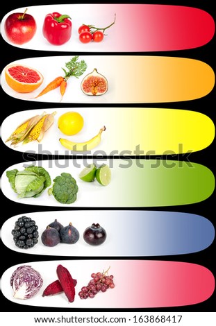 Rainbow collection of fruits and vegetables - 6 banners