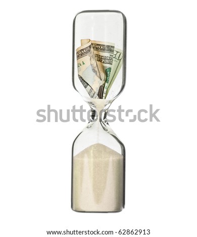 Dollar bill in hour glass - recession or financial loss concept