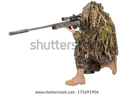 Camouflaged sniper