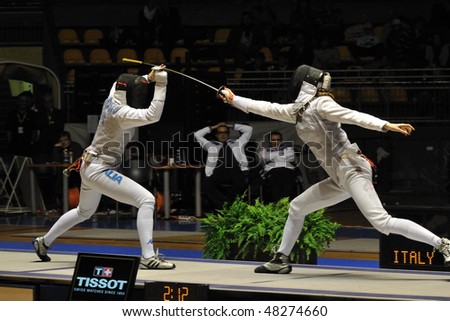 TURIN, FEB 7: Women Foil World Cup, team tournament final match Italy vs Russia on February 7, 2010 in Turin, Italy.