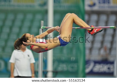 TURIN, ITALY - JUNE 12: Kufaas Stine of Norway performs high jump during the 2010 Memorial Primo Nebiolo track and field athletics international meeting, on June 12, 2010 in Turin, Italy.