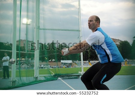 TURIN, ITALY - JUNE 12:Rautenkrantz Jens of Germany performs hammer throw during the 2010 Memorial Primo Nebiolo track and field athletics international meeting, on June 12, 2010 in Turin, Italy.
