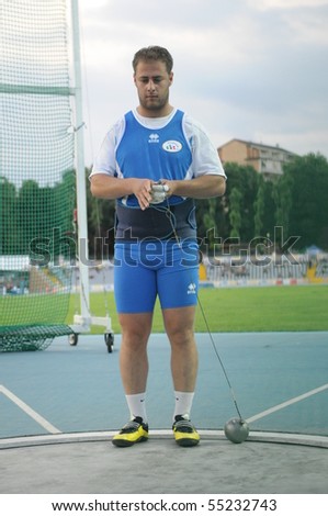 TURIN, ITALY - JUNE 12:Rocchi Lorenzo of Italy performs hammer throw during the 2010 Memorial Primo Nebiolo track and field athletics international meeting, on June 12, 2010 in Turin, Italy.