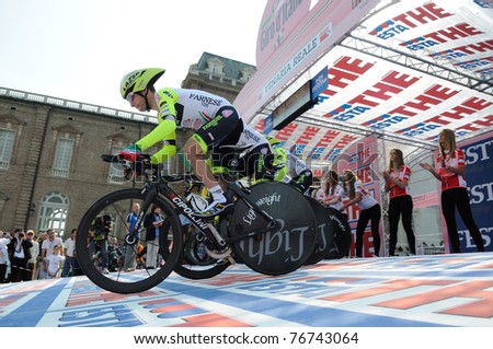 TURIN, ITALY-MAY 7: Professional Cycling Team Farnese vini starts for team time trial first leg of 2011 Giro da Italia from Venaria Reale castle on May 07, 2011 in Turin, Italy
