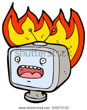 Cartoon Television Set On Fire Stock Photo 103671110 : Shutterstock