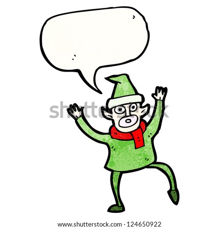 Cartoon Christmas Elf Frantically Waving Stock Vector Illustration ...