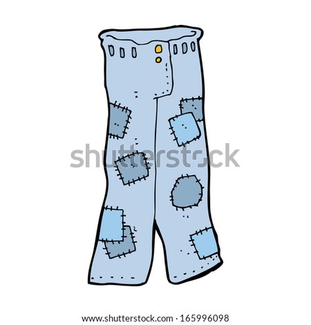 Cartoon Patched Old Jeans Stock Vector Illustration 165996098 ...