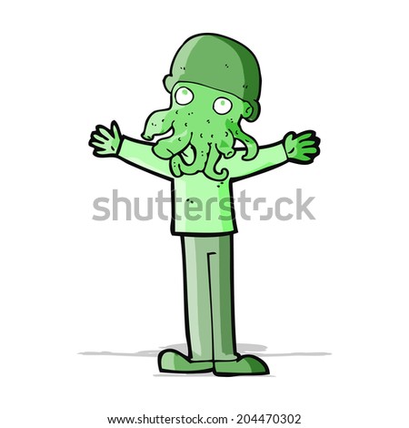 cartoon alien squid face man