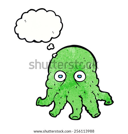 cartoon alien squid face with thought bubble