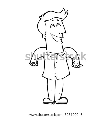 Simple Black And White Line Drawing Cartoon Man Shrugging Shoulders ...