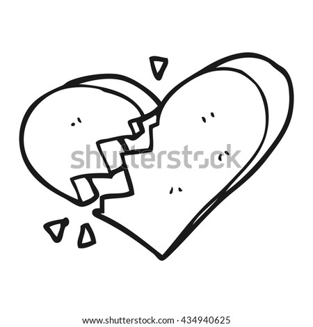 Freehand Drawn Black And White Cartoon Broken Heart Stock Vector ...