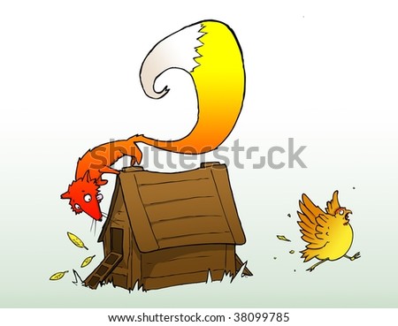 Fox And Chicken Cartoon Illustration - 38099785 : Shutterstock