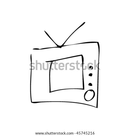 Kids Drawing Of Tv Stock Vector Illustration 45745216 : Shutterstock