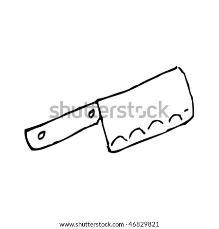 Scratchy Ink Drawing Of A Meat Cleaver Stock Vector Illustration ...