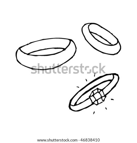 Quirky Ink Drawing Of Engagement And Wedding Rings Stock Vector ...