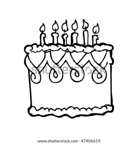 Drawing Of A Birthday Cake Stock Vector Illustration 47406619 ...