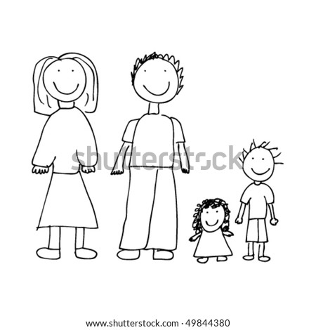 Child'S Drawing Of A Family Stock Vector Illustration 49844380 ...