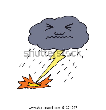 Quirky Drawing Of A Thunder Cloud Stock Vector Illustration 51374797 ...