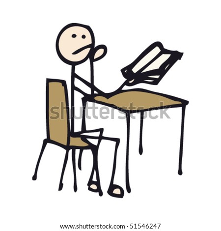 Quirky Drawing Of Stick Man Studying Stock Vector 51546247 : Shutterstock
