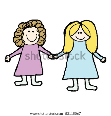 Child'S Drawing Of Two Best Friends Stock Vector Illustration 53115067 ...